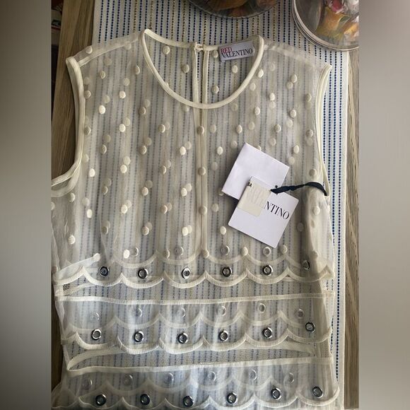 Red Valentino Ivory  tulle dress and silver studs size 38 US 4 - Picture 6 of 16